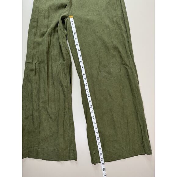 URBAN OUTFITTERS Wide Leg Linen Jumpsuit S Olive Green Tie Back Vest Fit Boho - Picture 5 of 16